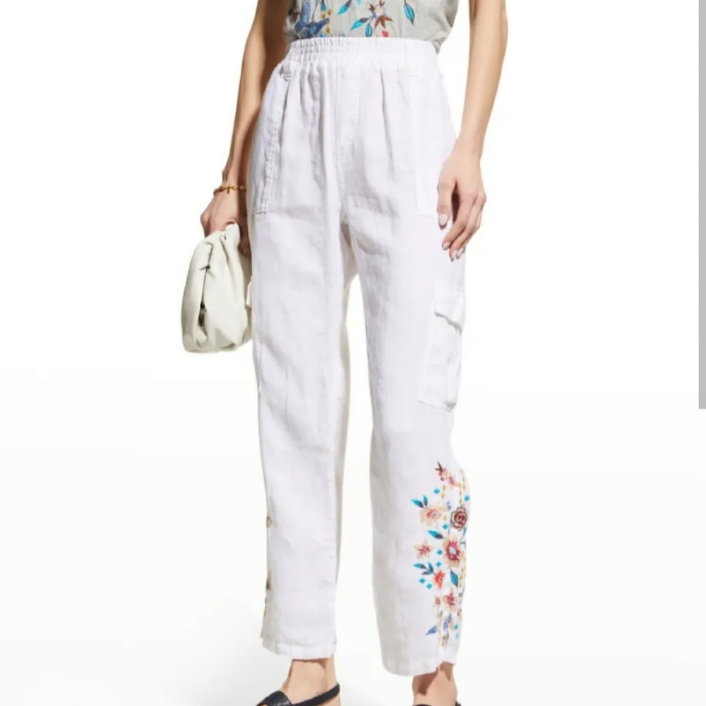 NWT Johnny Was Mariposa Linen Cargo Pants. Size M